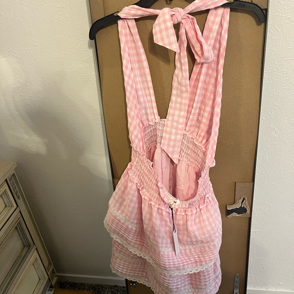 Day + Moon Pink Gingham Halter Mini Dress - Picture 6 of 9